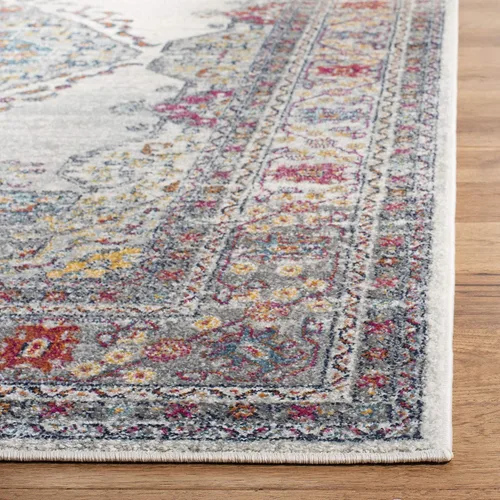 Vista 4 de SAFAVIEH Evoke Collection EVK250A - Alfombra de pasillo, 2 pies 2 pulgadas x 7 pies, color crema y fucsia, diseño oriental Shabby chic, no desprende