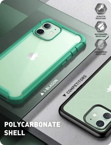 Vista 5 de i-Blason Ares - Funda para iPhone 12, iPhone 12 Pro de 6.1 pulgadas (versión 2020), funda transparente resistente de doble capa con protector