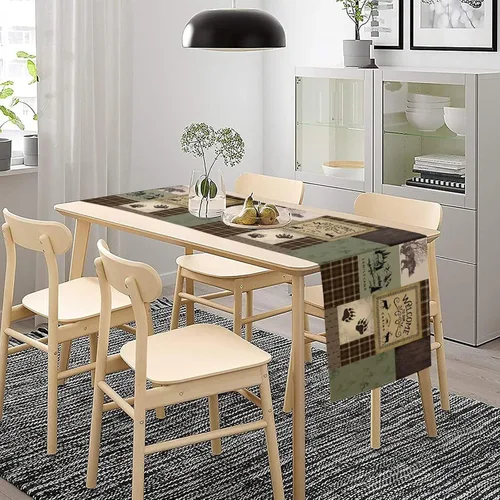 Vista 4 de Camino de mesa rústico de oso, estilo campestre, pino, alce, vida silvestre, para decoración del hogar, cocina, mesa de comedor, 13 x 36 pulgadas
