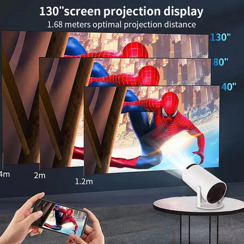 Vista 4 de Mini proyector inteligente de 40 a 130 pulgadas 4K 5G WIFI, experiencia de pantalla grande con sonido 360 premium, proyector de película Bluetooth