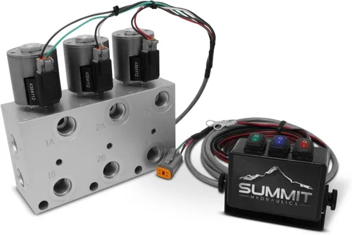 Vista 2 de Summit Hydraulics Kit multiplicador hidráulico, válvula selectora de 3 circuitos incluyendo acopladores y control de caja de interruptores