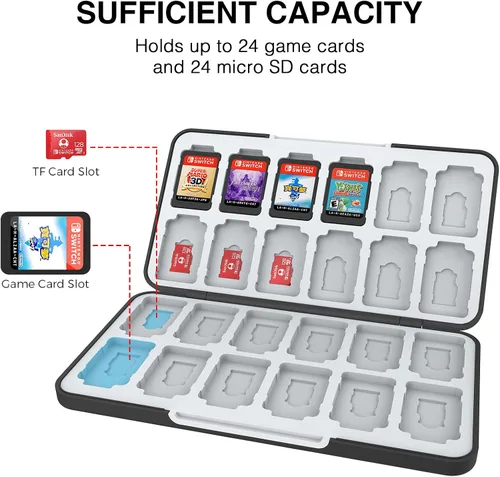 Vista 2 de HEIYING Game Card Case for Nintendo Switch& Switch OLED Game Card or Micro SD Memory Cards,Portable Switch Game Memory Card Storage with 24 Game