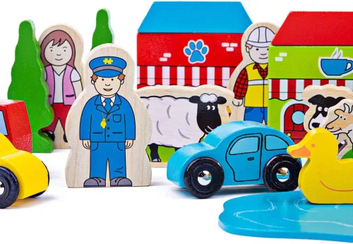 Vista 2 de Bigjigs Rail Juego de accesorios Trackside - Juego de tren de madera Accesorios Multicolor
