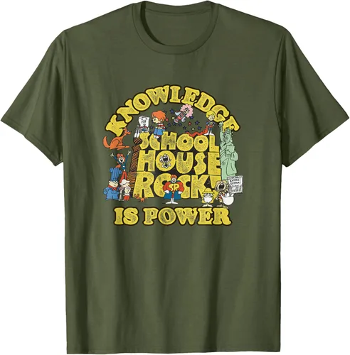 Vista 6 de Camiseta vintage con logo de Schoolhouse Rock "Knowledge is Power" de la serie de TV Azul Marino