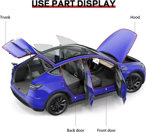 Vista 5 de Tira de sellado para puerta de automóvil, 39.3 pies de largo, autoadhesiva, tira de sellado climático de puerta de goma automática con doble