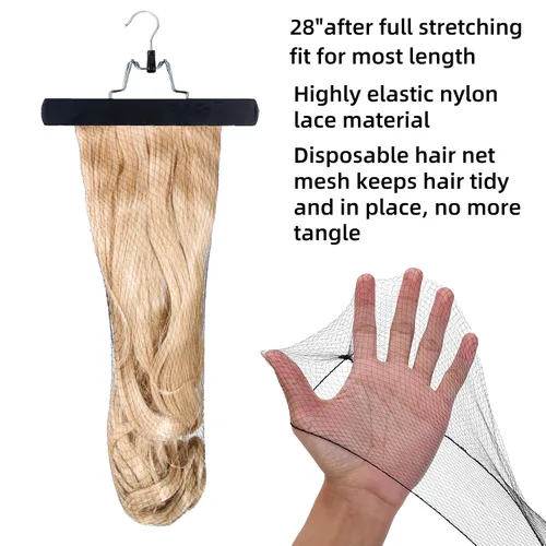 Vista 6 de Colgador de extensión de cabello con bolsa de almacenamiento extra larga, kit de soporte de extensión Double Side Anti-Slip Hair Extension Holder
