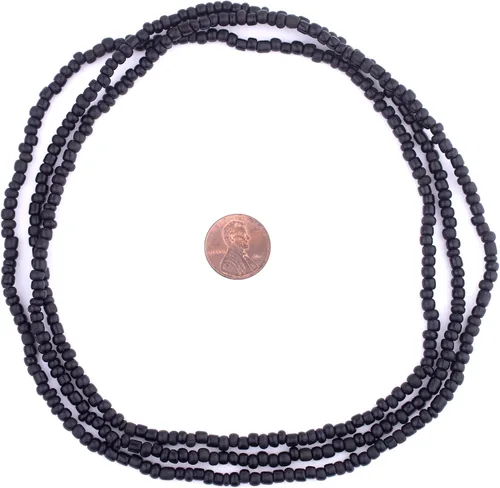 Vista 2 de TheBeadChest - Cuentas de vidrio Java negro (0.157 in, hilo de 48 pulgadas)