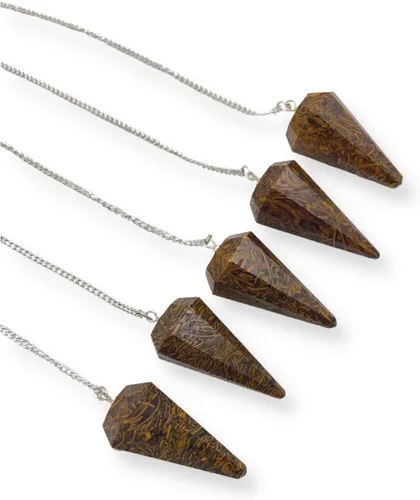 Vista 3 de GEMSCITE Lote de 5 piezas de péndulos de piedras preciosas de amatista a la moda, potente meditación psíquica, regalo de éxito psíquico, FengShui