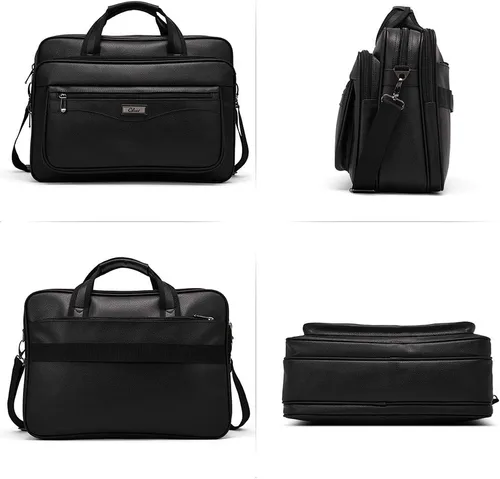 Vista 5 de CLUCI Maletín de cuero para hombres de gran capacidad 15.6 pulgadas portátil viaje de negocios bolsa de hombro