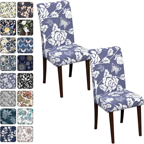 Vista 110 de Fundas para sillas de comedor CoSofSLIP, juego de 2, fundas estampadas elásticas antideslizantes, fundas extraíbles y lavables para sillas