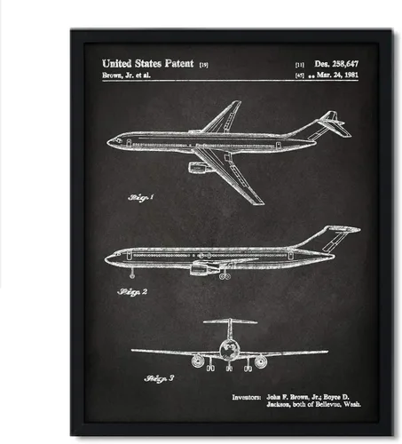 Vista 50 de Andaz Press Póster de decoración de pared con estampado de patente de pizarra, 8.5 x 11 pulgadas, aviones, trenes, automóviles, póster de patente