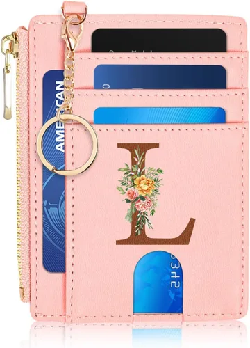 Vista 16 de Tarjetero para mujer minimalista y delgado con bolsillo frontal, bloqueo RFID, cartera compacta con ventana para identificación y bolsillo