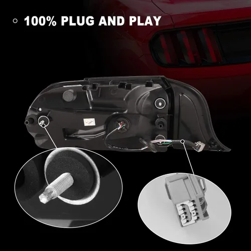 Vista 5 de Nixon Offroad Conjunto de luces traseras LED para Ford Mustang 2015-2023, estilo Euro, par de luces traseras LED Mustang con intermitentes
