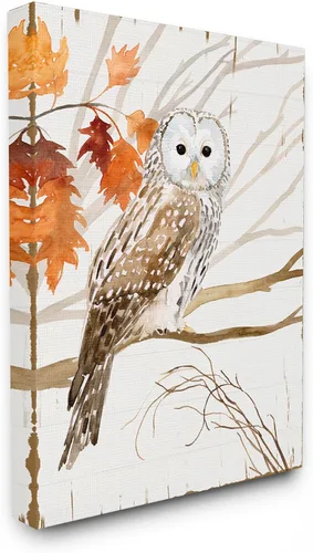 Vista 8 de Stupell Industries Owl in Autumn Forest - Placa de pared con diseño de acuarela, 10 x 15 pulgadas, multicolor