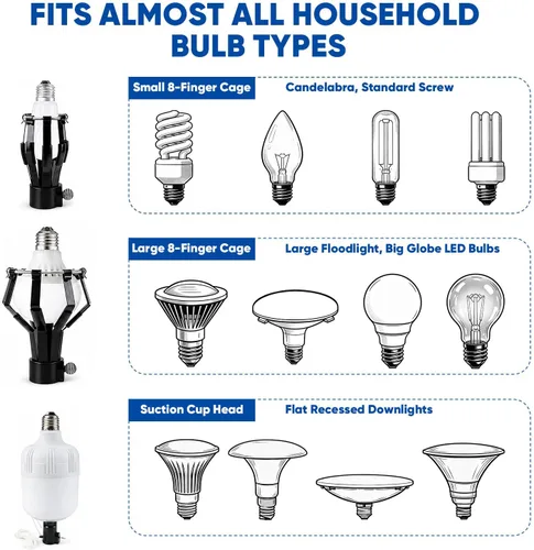 Vista 4 de Light Bulb Changer for High Ceilings with 5-20FT Telescopic Pole