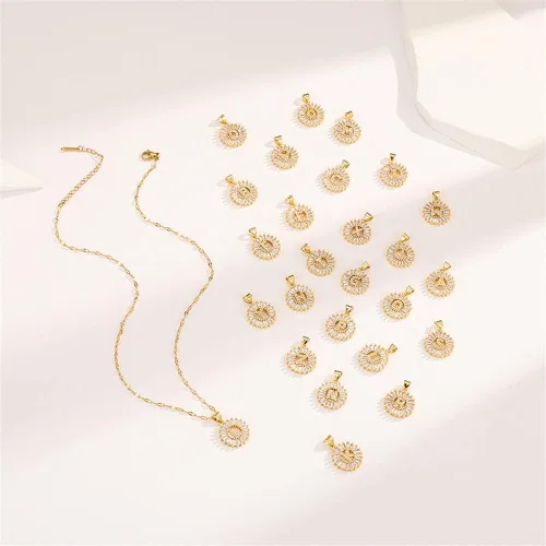 Vista 3 de Ailiessy Delicados collares con dije de inicial redonda, circonita hueca, collar de letras huecas para mujeres, adolescentes, regalos del día