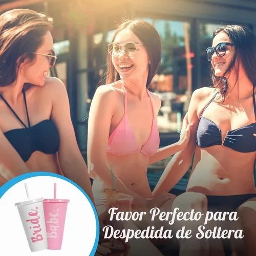 Vista 2 de Pop Fizz Designs Copas de despedida de soltera de Bride & Babe – Paquete de 6 Copas de fiesta nupcial para damas de honor Suministros y vasos