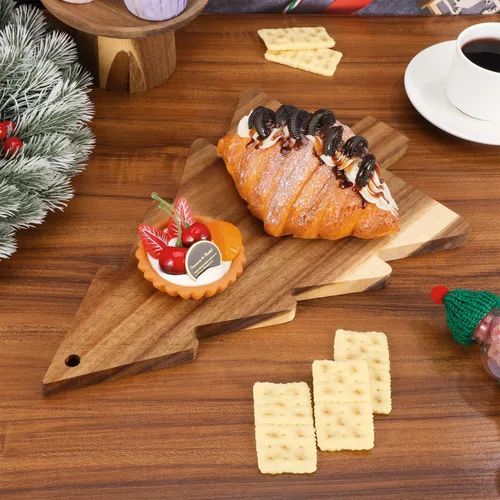 Vista 7 de iplusmile Tabla de embutidos para árbol de Navidad, tabla de cortar de madera para queso, sushi, aperitivos, frutas y postres, bandeja de servir