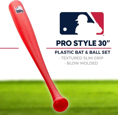 Vista 4 de Franklin Sports MLB Kids Baseball Bat and Ball Set - Lightweight 30" Youth Plastic Bat - Multiple Colors Rojo