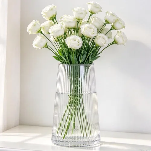 Vista 13 de Florero de cristal ámbar de 8 pulgadas para flores, decoración de mesa