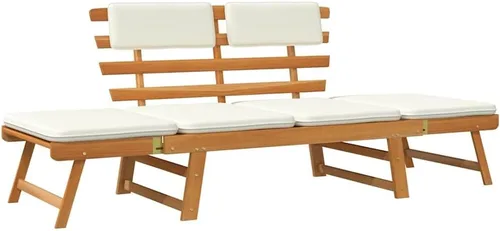Vista 10 de 2-in-1 Convertible Garden Bench Daybed, Solid Acacia Wood Bench with Adjustable Armrests, Brown Outdoor Seating for Patio Balcony