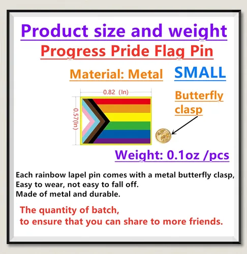 Vista 2 de Metal rectangular Progreso Pride Pin Rainbow Gay Flag LGBTQ Inclusive Progressive Pines de Solapa para ropa Mochila Decoración Mes del Orgullo
