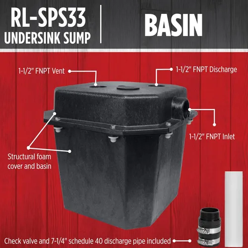 Vista 11 de Red Lion SPS33, 115V, 1/3 HP, 3200 GPH Kit de bomba de sumidero y lavabo