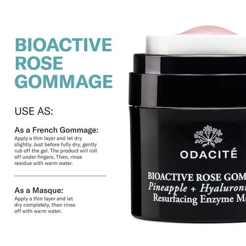 Vista 5 de Odacité - Mascarilla exfoliante facial – Receta de gel bioactivo de rosa, piña y ácido hialurónico – Máscara de enzima rejuvenecedora para opacidad