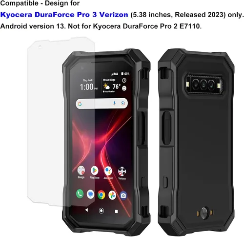 Vista 2 de Ailiber Funda para Kyocera DuraForce Pro 3, con protector de pantalla, protección de estructura de doble capa, esquinas a prueba de golpes