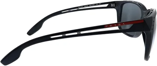 Vista 3 de Prada Linea Rossa PS 03TS 1BO5S0 - Gafas de sol rectangulares de plástico negro mate, lente gris, Negro mate, 59-16-140