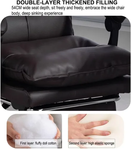 Vista 4 de Silla de oficina de respaldo alto, silla de escritorio para computadora, silla ejecutiva ergonómica, silla giratoria reclinable con reposapiés