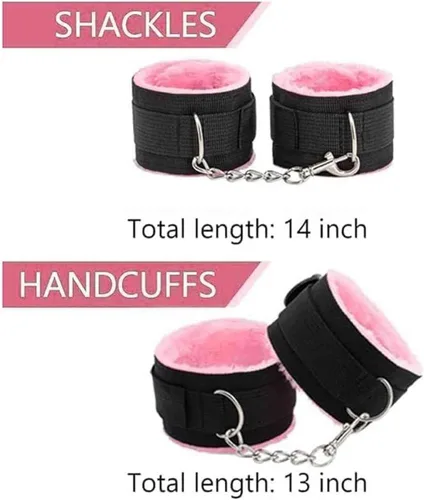Vista 8 de Kit de sujeción para cama de matrimonio, color rosa, para parejas de tamaño bajo King, juegos de cama Queen para mujeres, correas sexuales, barras