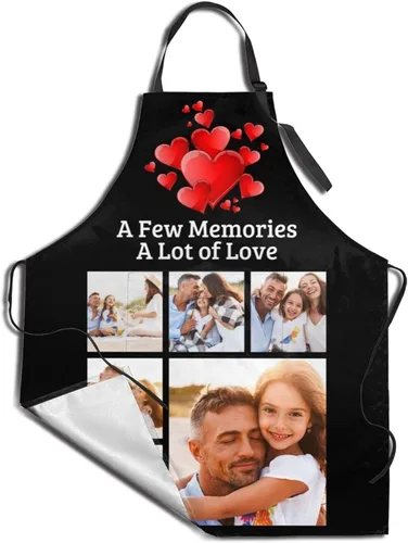 Vista 2 de EAQ Delantales personalizados para mujeres y hombres, delantales personalizados con foto personalizada para cocinar, servir, cafetería