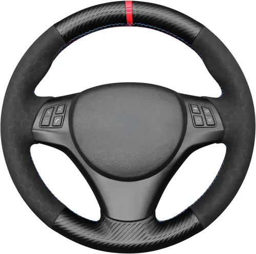 Vista 10 de MEWANT Funda de volante para BMW E90 M Sport E81 E82 E87 E88 E91 E92 E93 M3 E90 E92 de gamuza negra