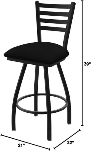 Vista 2 de XL 410 Jackie - Taburete giratorio de 25 pulgadas con acabado antiarrugas negro y asiento de vinilo negro