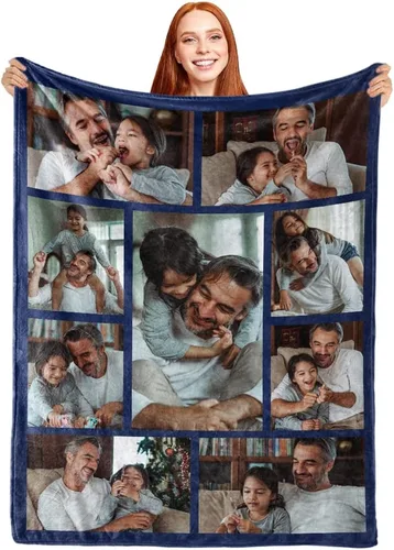 Vista 7 de ShineSand Manta personalizada con foto, manta de fotos personalizada con texto de nombre, manta divertida personalizada, manta de forro polar