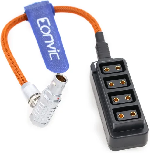 Vista 2 de EXT - Divisor divisor D-Tap de 7 pines a 4 puertos de 14.8 V con cable de alimentación trenzado para ARRI Alexa Mini (naranja, 7.9 in)