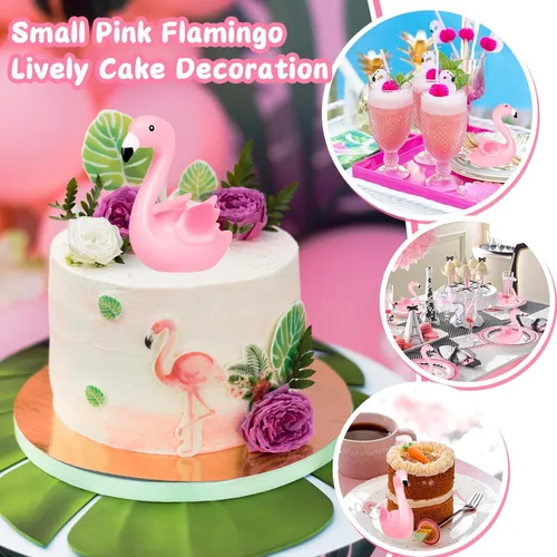 Vista 7 de Patos de goma de flamenco rosa, 12 juguetes de baño de flamenco a granel para niños, decoración de pastel de pato de goma flamenco pequeño, premios
