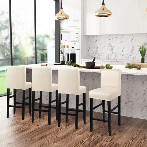 Vista 7 de YISUN - Fundas para taburete de bar, mezcla de forro polar elástico y poliéster, lavables y removibles, para taburete de bar y silla alta, con Beige