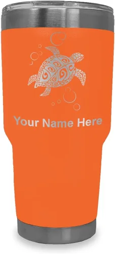 Vista 15 de LaserGram Vaso aislado al vacío de 20 onzas, tortuga marina hawaiana, grabado personalizado incluido (morado claro)