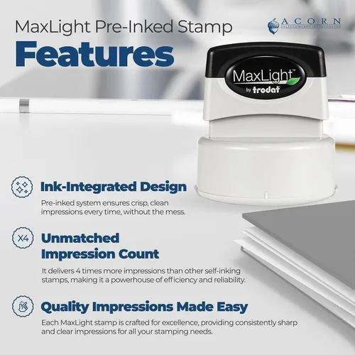 Vista 3 de MaxLight - Sello notario de Nuevo México preentintado, 1-5/8, ideal para notario público de Nuevo México, sello de notario redondo de calidad, ideal