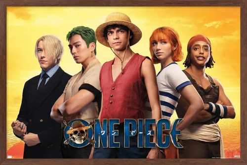 Vista 10 de Trends International Netflix One Piece - Póster de collage de pared, 14.72 x 22.37 pulgadas, versión enmarcada de madera de granero