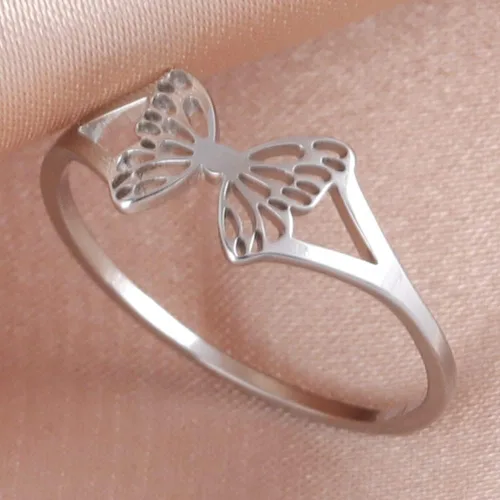 Vista 2 de Anillo de declaración de promesa de cumpleaños y Navidad de acero inoxidable, Metal, Zirconia cúbica