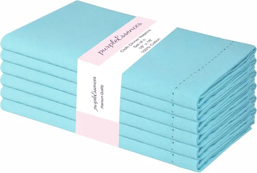 Vista 29 de PurpleEssences Juego de 6 servilletas de tela de vainica, 100% algodón, suaves, duraderas, lavables, ideales para bodas, Navidad, vacaciones