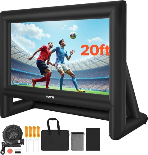 Vista 10 de VEVOR Pantalla de cine inflable de 14 pies, pantalla de proyector inflable con bolsa de almacenamiento portátil, proyección de película fácil