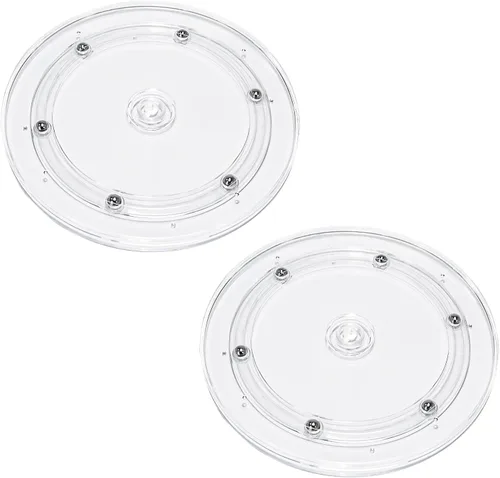 Vista 8 de 4 Piezas Negro 2 pulgadas Acrílico Lazy Susan Organizador Giratorio de Mesa con Rodamientos - Placa Giratoria Redonda para Estante de Especias