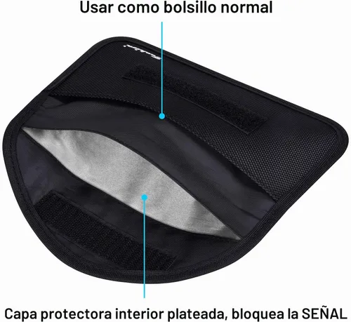 Vista 2 de Paquete de 2 bolsas de bloqueo de señal RFID, bolsa Faraday para Negro