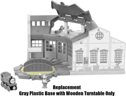 Vista 2 de Pieza de repuesto para cobertizos de madera Tidmouth de Thomas & Friends - GGG72 ~ Base de plástico gris con tocadiscos de madera