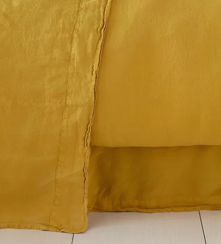 Vista 4 de INDACORIFY Funda de edredón de algodón en color amarillo mostaza, ropa de cama bohemia 100% algodón lavado, funda de edredón tamaño Queen, juego