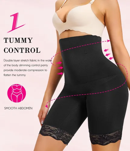 Vista 3 de Nebility Faja moldeadora para mujer, con control de abdomen, cintura alta, moldeador de cuerpo, pantalones cortos para muslos más delgados